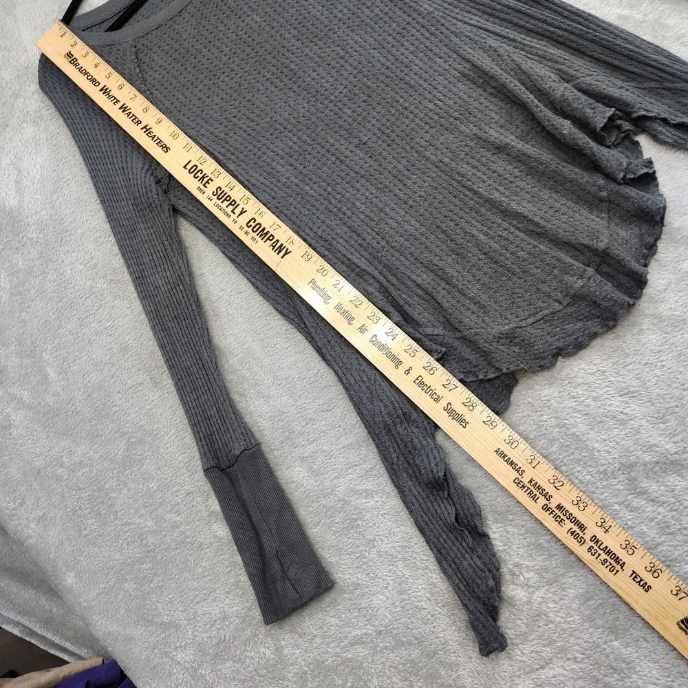 Jane & Delancey Top Womens L Tunic Gray Thermal Knit Asymmetric Hem Fairy Grunge - Picture 3 of 8